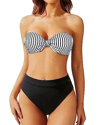 Two Piece Bandeau High Waisted Bikini Sets