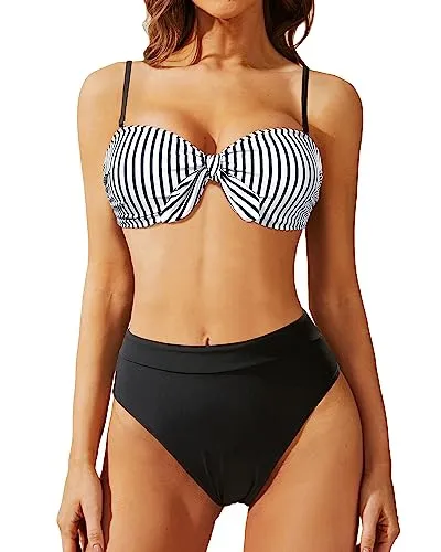 Two Piece Bandeau High Waisted Bikini Sets