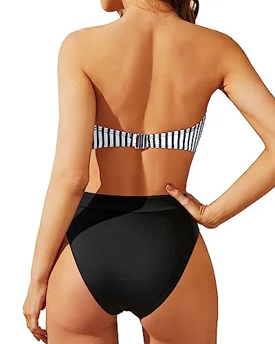 Two Piece Bandeau High Waisted Bikini Sets
