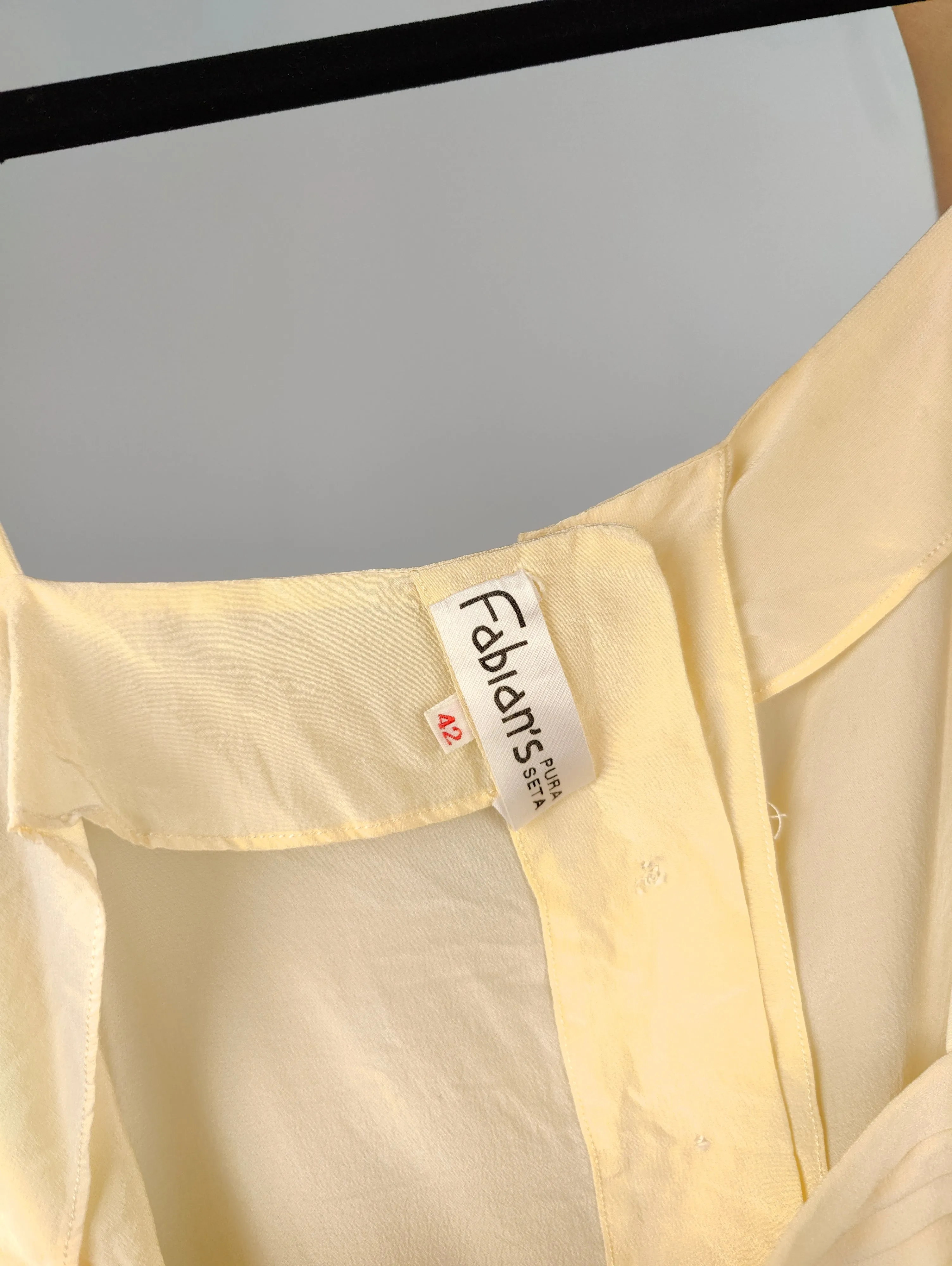 Vintage silk spaghetti strap top button up off white ecru beige M-L