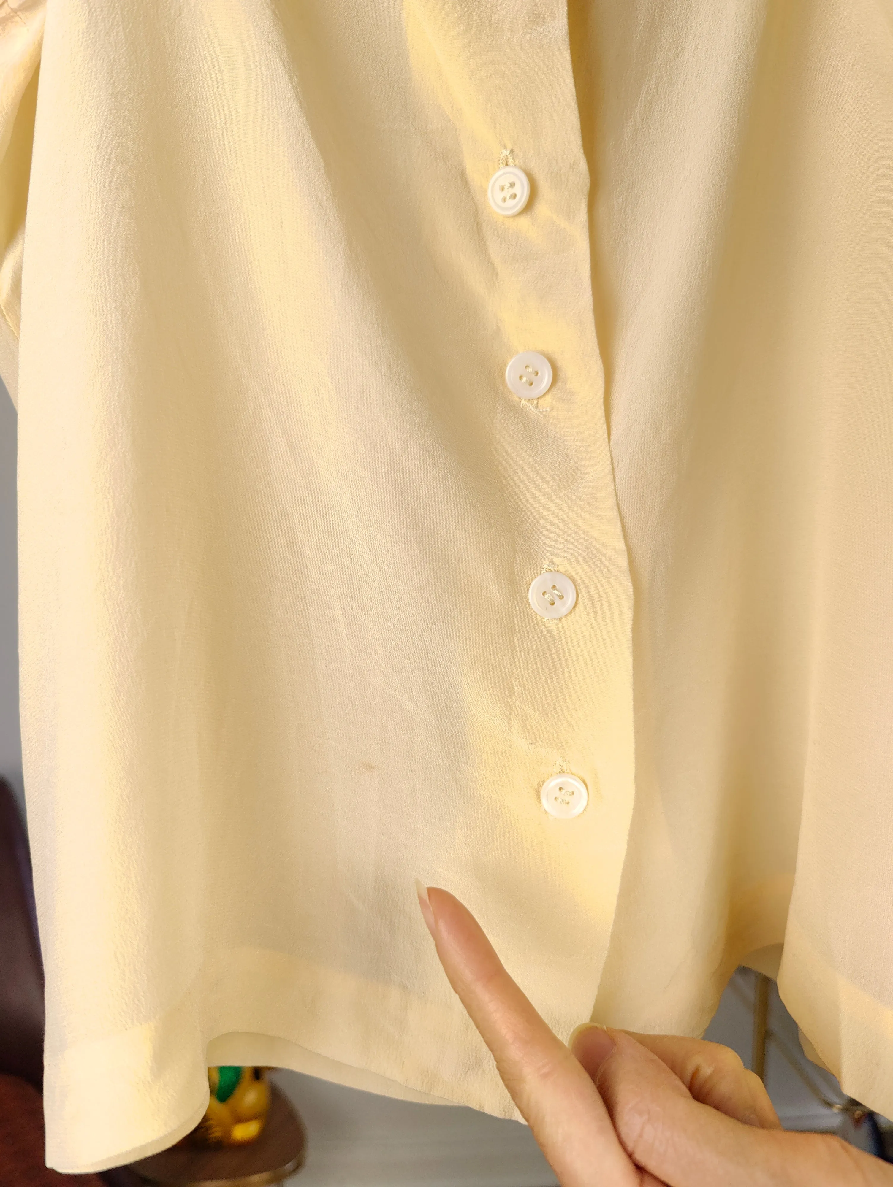 Vintage silk spaghetti strap top button up off white ecru beige M-L