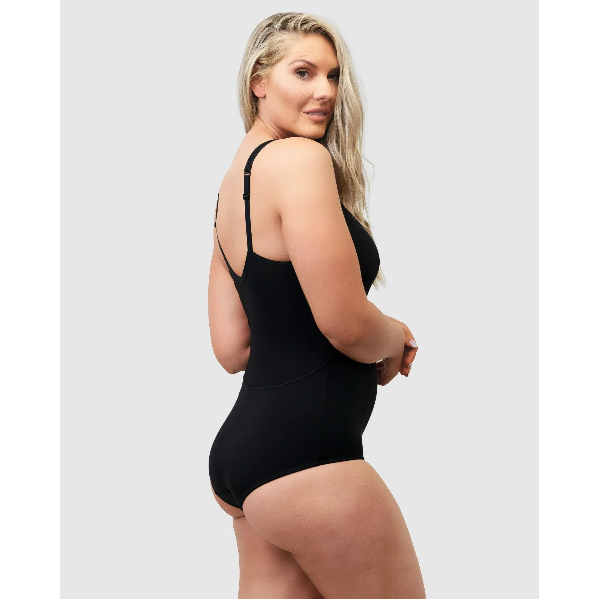 Wirefree Opaque Shaping Bodysuit With Mesh