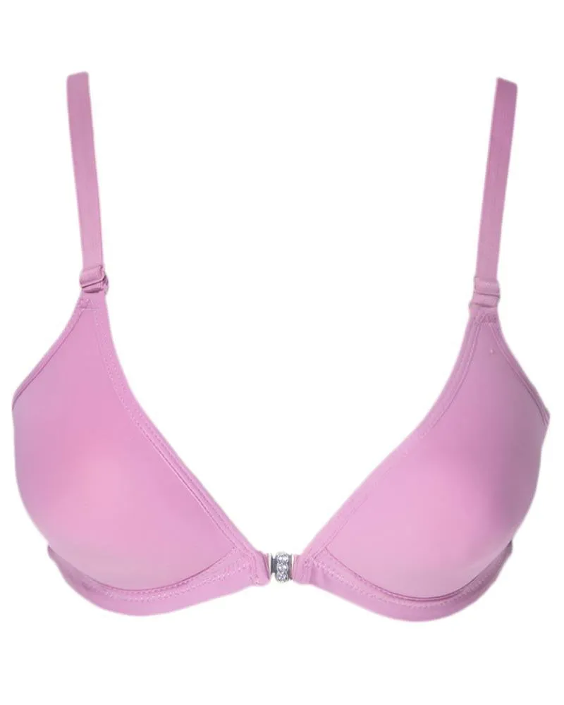 Women's Front Open Lavender Bra - Push Up Bra, Single Padded Bra