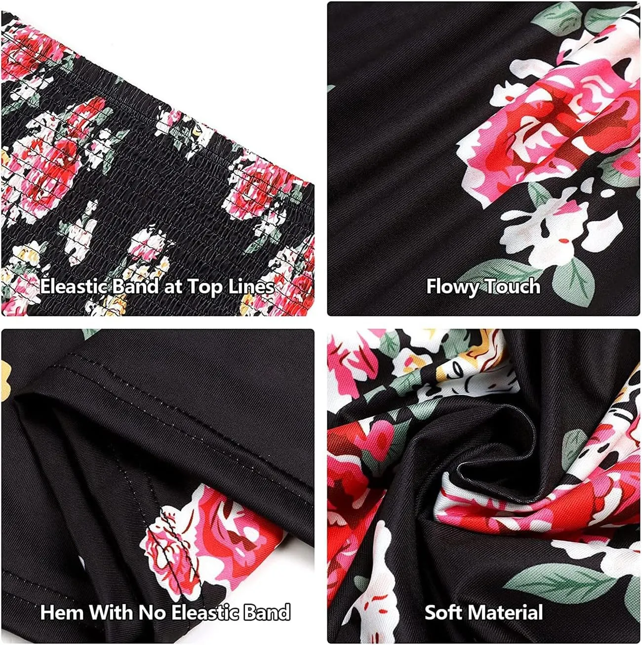 Womens Smocked Strapless Bandeau Tube Tops Floral Ruffled Tank Tops Sleeveless Backless Bandeau Tunic Shirts