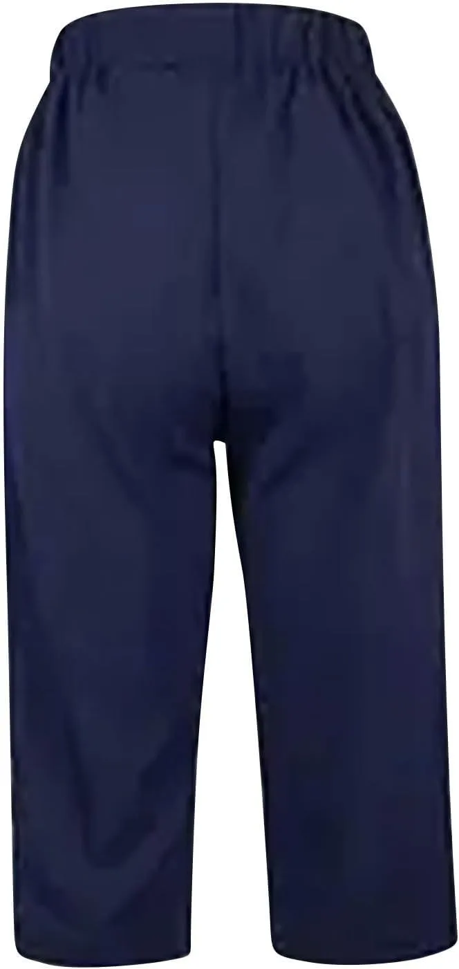 Women's Summer Casual Capri Pants High Waisted Wide Leg Comfortable Soft Knit Mid Length Breathable Workout Yoga