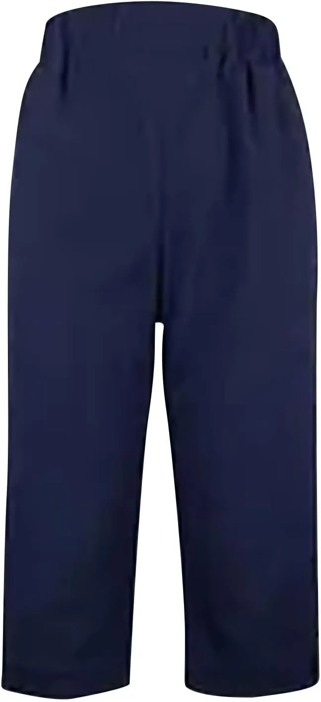 Women's Summer Casual Capri Pants High Waisted Wide Leg Comfortable Soft Knit Mid Length Breathable Workout Yoga